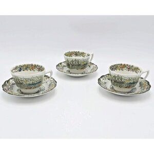 Ridgway Heritage -Village of Cedars- Scenes of Early Canada- Set of 3 Teacups